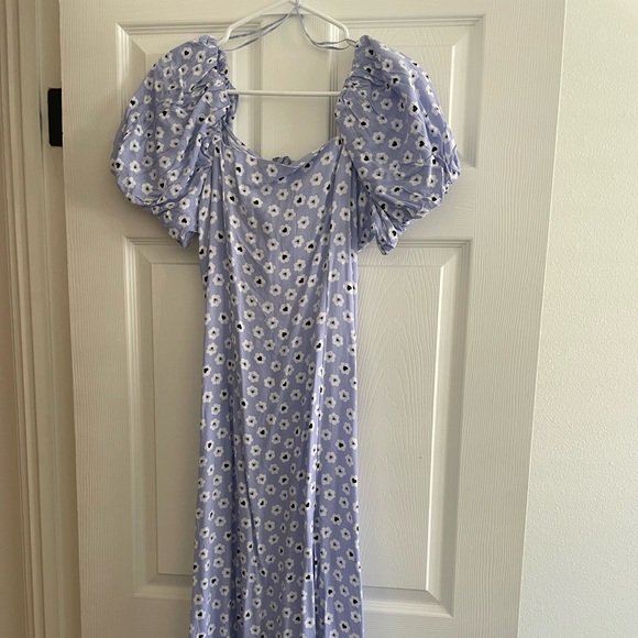 Miss Selfridge puff sleeve midi dress in lavender size US 8 - Picture 2 of 3